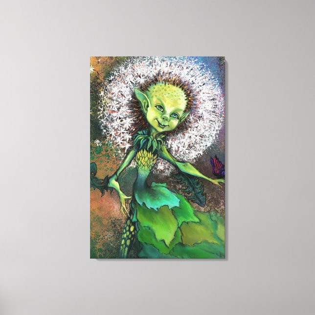 Dandelion Girl and Butterfly Canvas Print Painting Leinwanddruck (Vorderseite)