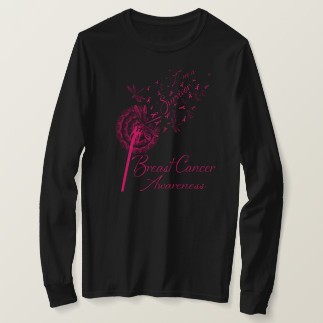 Dandelion I'm a Survivor Breast Cancer Awareness F T-Shirt (Design vorne)