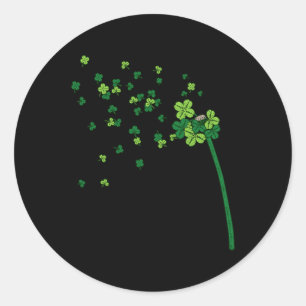Dandelion Kleeblatt Clover Leaf St Patrick Irish R Runder Aufkleber