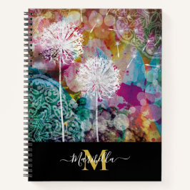 Dandelion macht ein Wunschpersonalize für Monogram Notizbuch