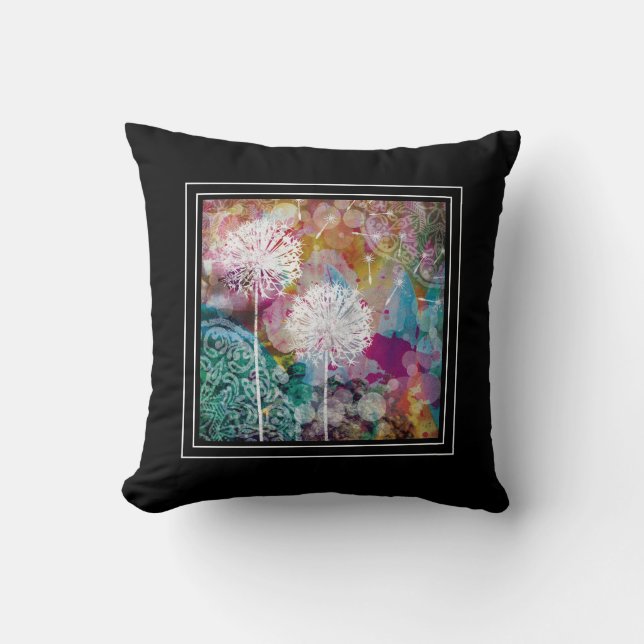 Dandelion Make a Watercolor Bohemisch Yoga Kissen (Vorderseite)