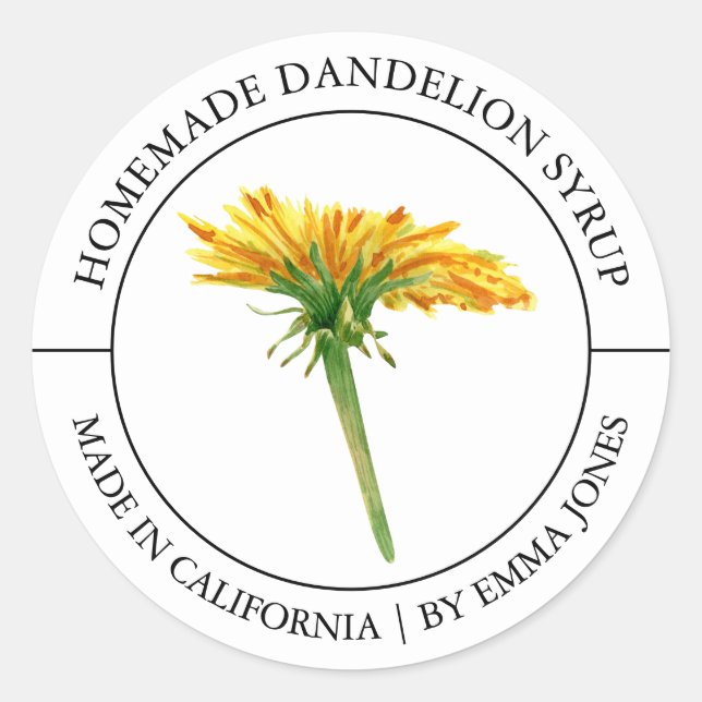 Dandelion Modernes Label Runder Aufkleber (Vorderseite)