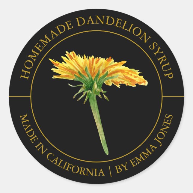 Dandelion Modernes Label Runder Aufkleber (Vorderseite)