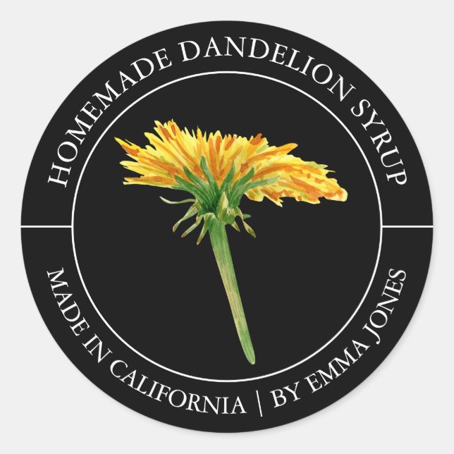 Dandelion Modernes Label Runder Aufkleber (Vorderseite)