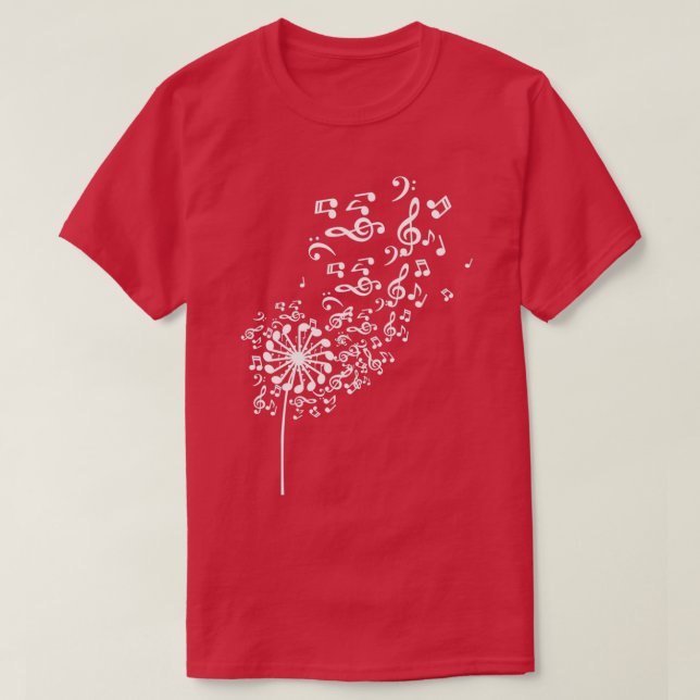 Dandelion Musical Notes Music Lover Nature Blume T-Shirt (Design vorne)