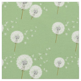 Dandelion Muster auf grünem Hintergrund Stoff