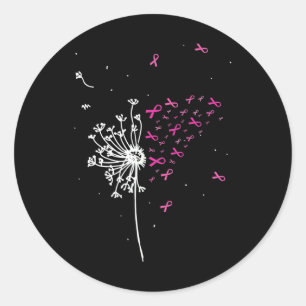 Dandelion Pink Ribbon Cooles Brustkrebs Bewusstsei Runder Aufkleber