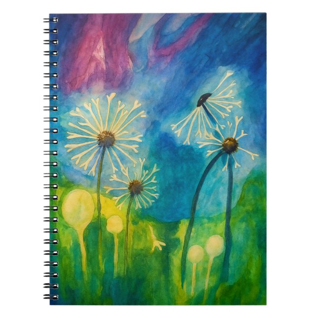Dandelion Puffs Watercolor Notizblock (Vorderseite)