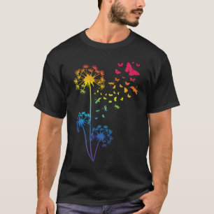 Dandelion Rainbow Dragonfly Breathe Blume Butterf T-Shirt