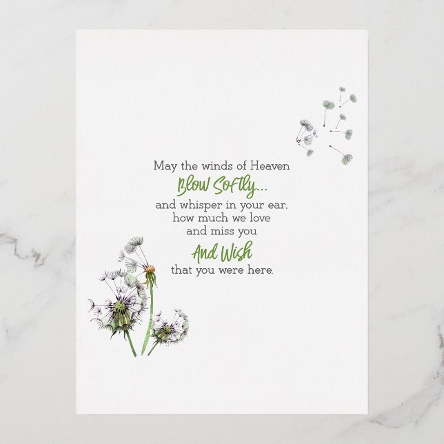 Dandelion Remembrance Folien Feiertagspostkarte (Vorderseite)