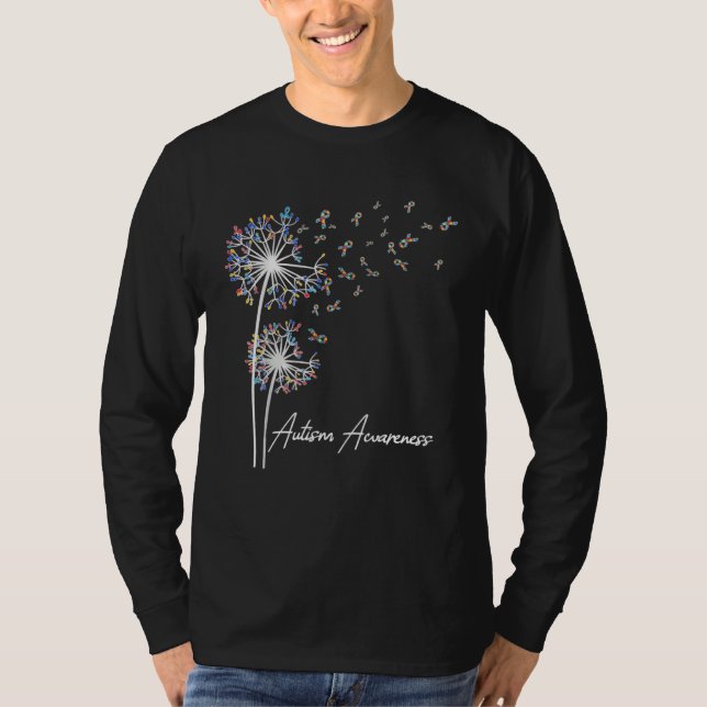 Dandelion Ribbon Puzzle Piece Autism Awareness T-Shirt (Vorderseite)