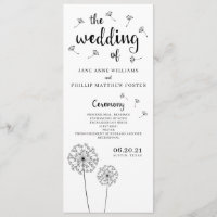Dandelion Rustic Wedding Program