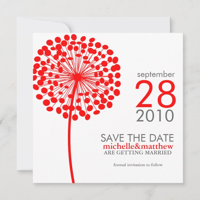 Dandelion Save the Date Ankündigungen (Vorderseite)