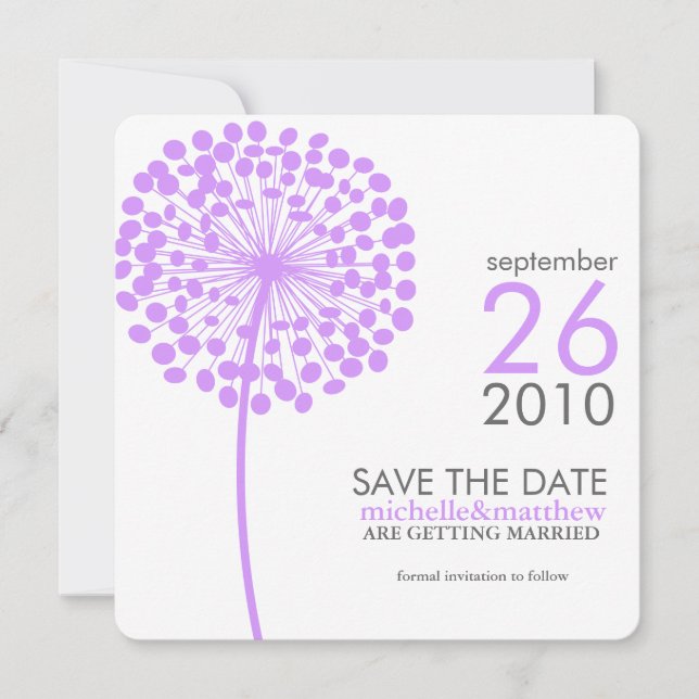 Dandelion Save the Date Ankündigungen (Vorderseite)