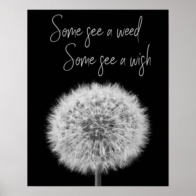 Dandelion Schwarz-weißes Nahaufnahmen Foto inspiri Poster (Vorne)