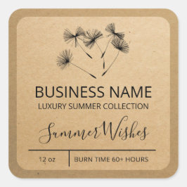Dandelion Seed Kraft Paper Soy Candle Labels Quadratischer Aufkleber