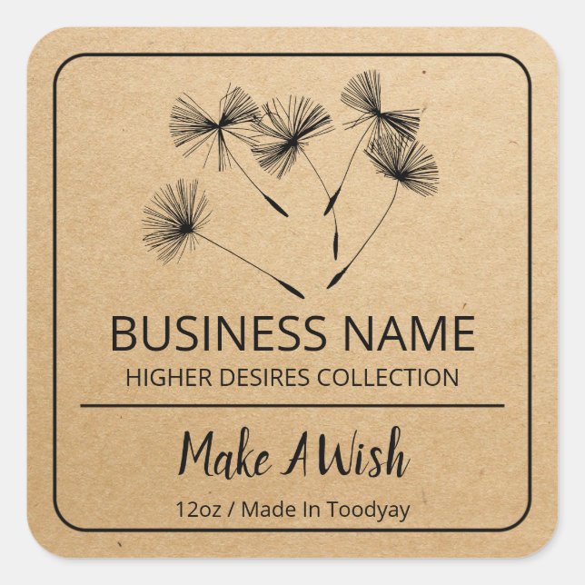 Dandelion Seed Labels Quadratischer Aufkleber (Vorderseite)