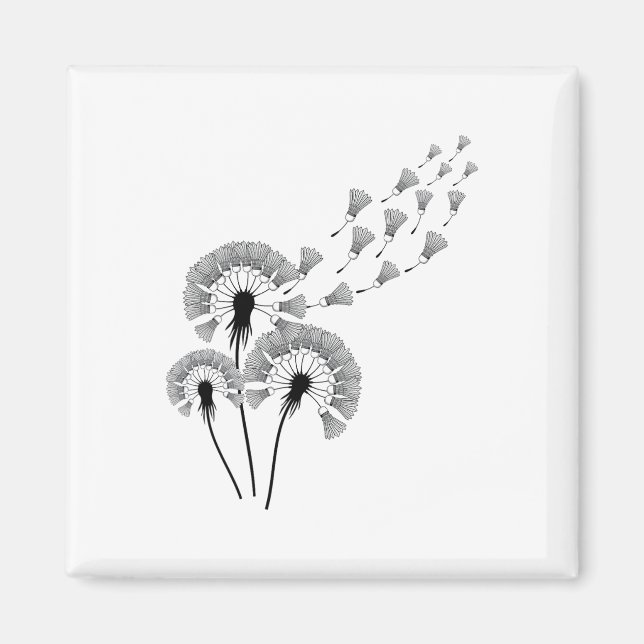 Dandelion Shuttle Shirt für Badminton Player Badmi Magnet (Vorne)