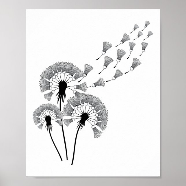 Dandelion Shuttle Shirt für Badminton Player Badmi Poster (Vorne)