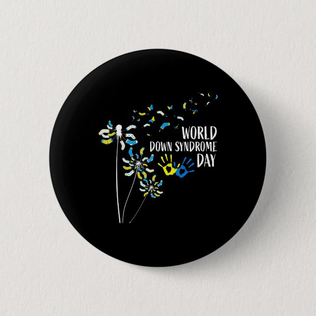 Dandelion Socks World Down Syndrome Day Awareness Button (Vorderseite)