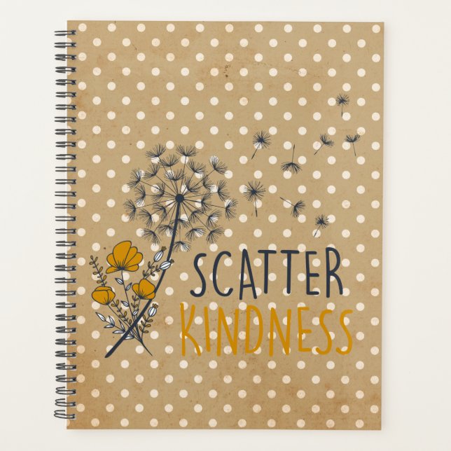 Dandelion Tan & White Polka Dot Scatter Kindness Planer (Vorderseite)