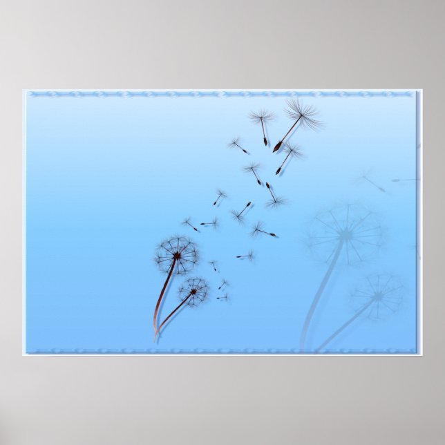 Dandelion über Baby Blue Posters Poster (Vorne)