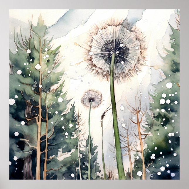 Dandelion Wall Art, Blumenplatz Poster (Vorne)