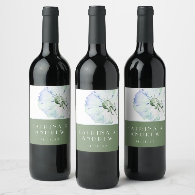 Dandelion Watercolor Wedding Wine Labels Weinetikett (Flaschen)