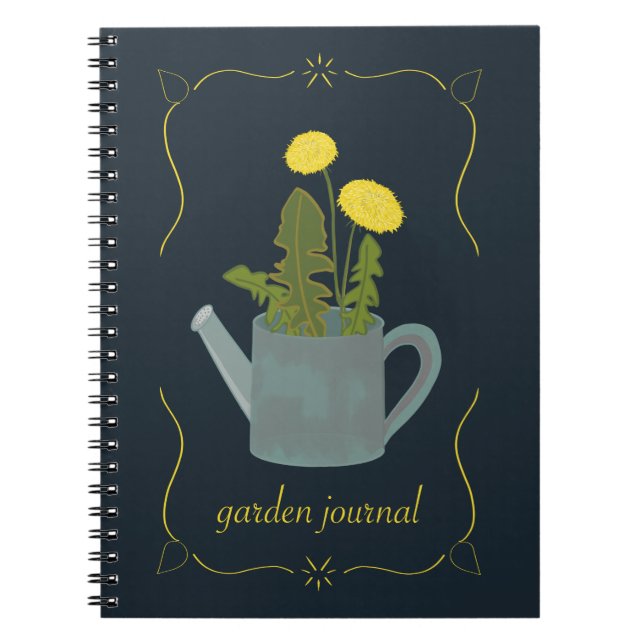 Dandelion Watering Can Garden Journal Notizblock (Vorderseite)