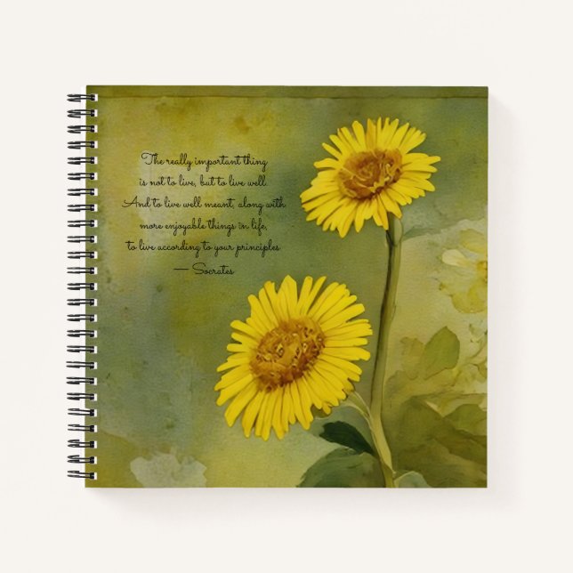 Dandelion-Wildblumen Sokrates Quote Journal Notizbuch (Vorderseite)