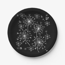 Dandelion, wilde Blume und Honigbienen Pappteller