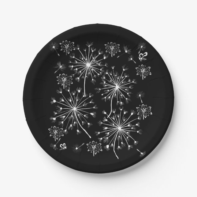 Dandelion, wilde Blume und Honigbienen Pappteller (Vorderseite)