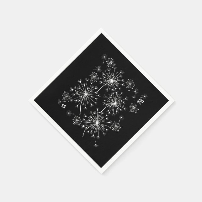 Dandelion, wilde Blume und Honigbienen Serviette (Ecke)