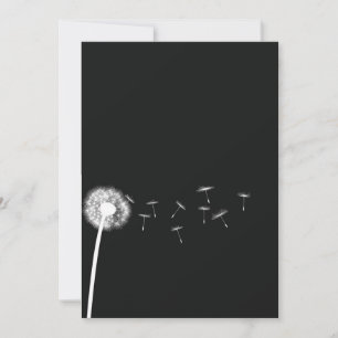 Dandelion Wish Black and White Wedding Einladung
