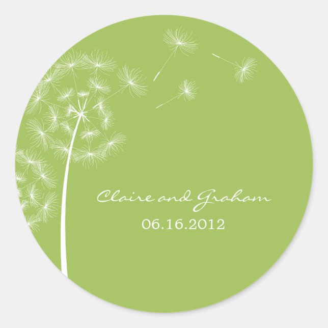 Dandelion Wish Gastgeschenk Hochzeit Sticker oder  (Vorderseite)