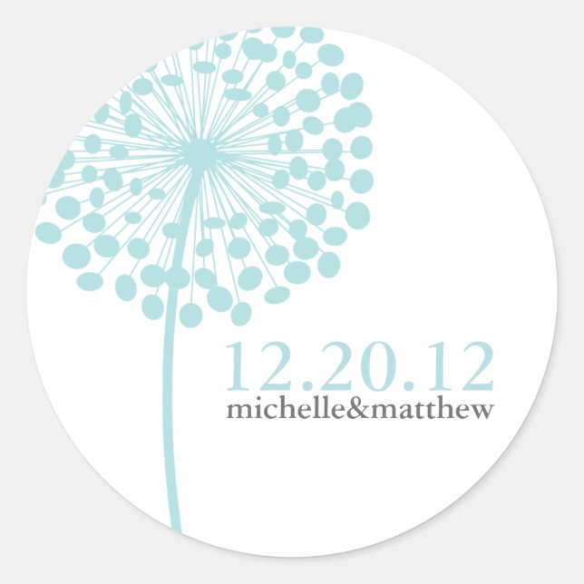 Dandelion wünscht Gastgeschenk Hochzeit Stickers (Vorderseite)