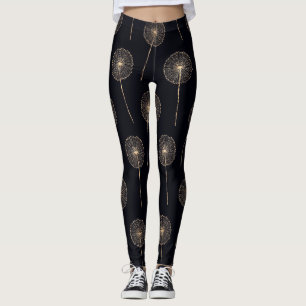 Dandelion wünscht Rose in Gold und Schwarz Leggings
