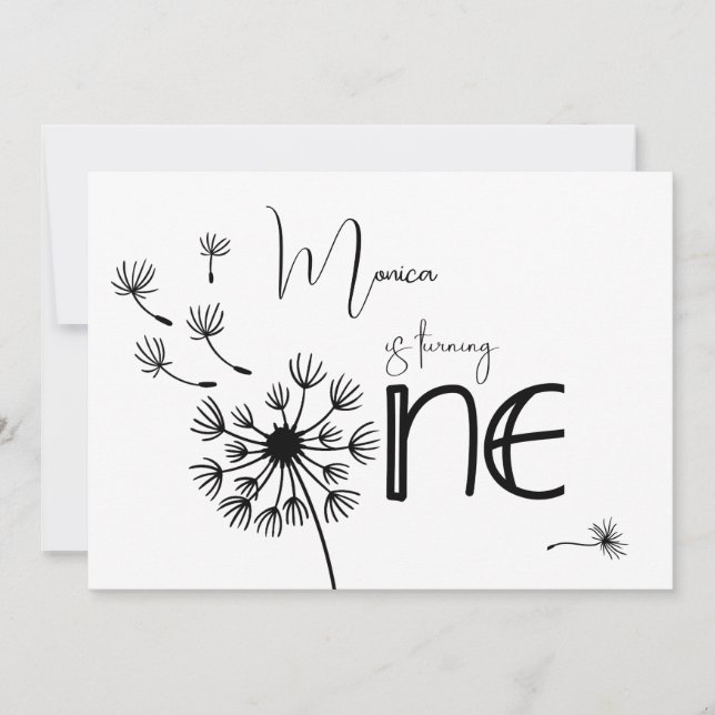 Dandelion zum ersten Geburtstag Einladung (Vorderseite)