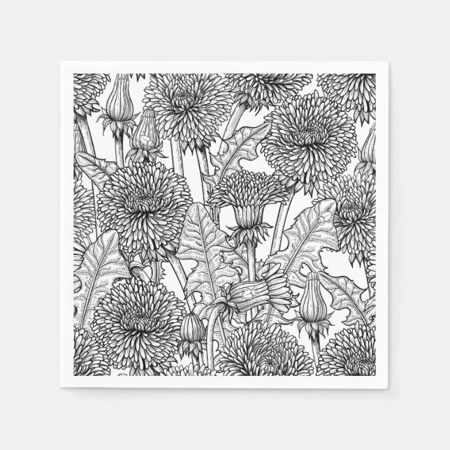 Dandelions, black and white serviette (Vorderseite)