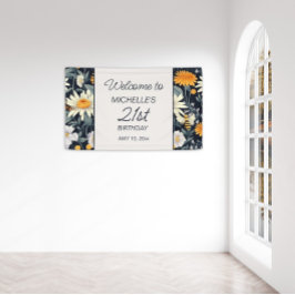 Dandelions Daisies Navy Blue 21. Geburtstag Willko Banner
