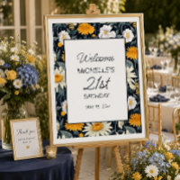 Dandelions Daisies Navy Blue 21. Geburtstag Willko
