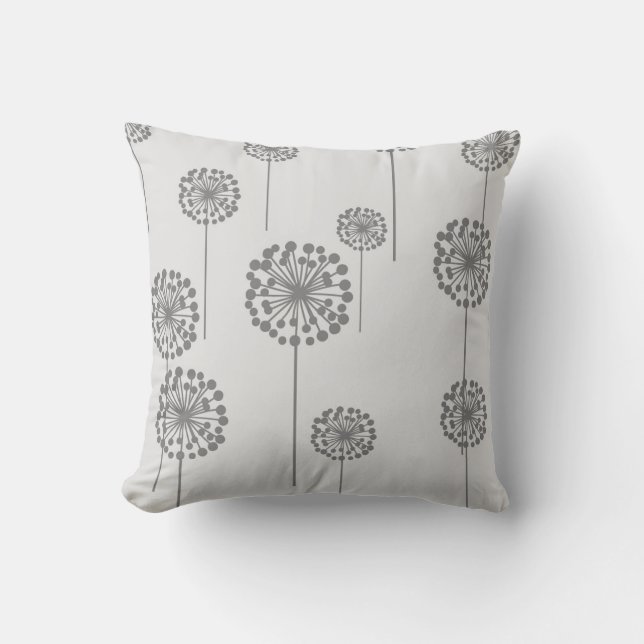 Dandelions Gray Throw Kissen (Vorderseite)