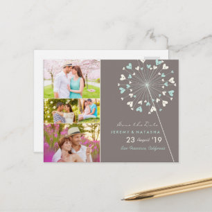 Dandelions Liebe Herz 4 Multi-Foto Save the Date Ankündigungspostkarte