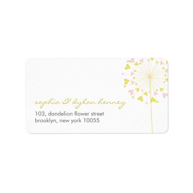 Dandelions Liebe Niedliche Sommer-Hochzeitsplattfo Adressaufkleber (Vorne)