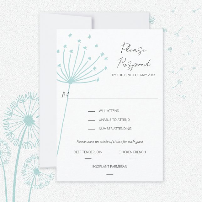Dandelions Meal Choice Wedding Response Card RSVP Karte (Von Creator hochgeladen)