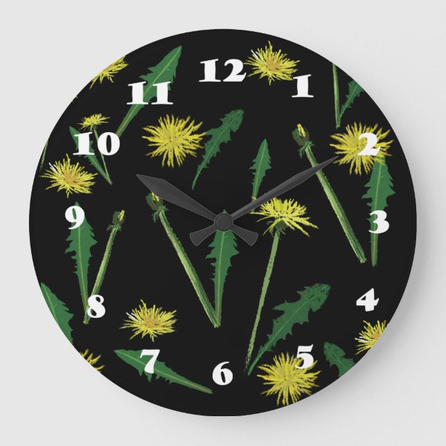 Dandelions Pattern Große Wanduhr (Vorderseite)