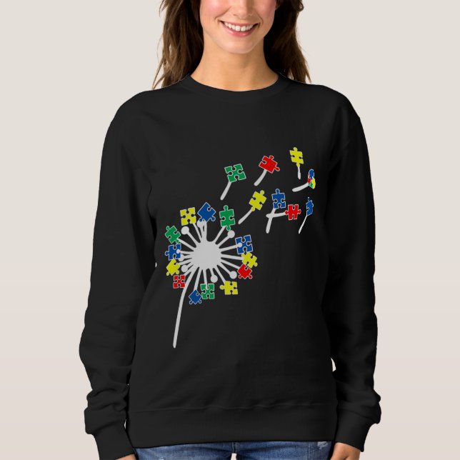 Dandelions Puzzleteile Autismus Bewusstsein Sweatshirt (Vorderseite)