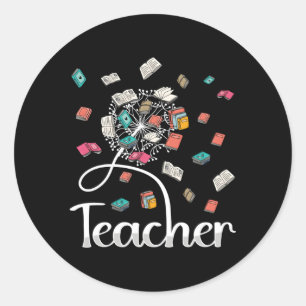 Dandelions Teachers Books School Teacher Dandelion Runder Aufkleber