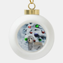 Dandie Dinmont Christmas Keramik Kugel-Ornament