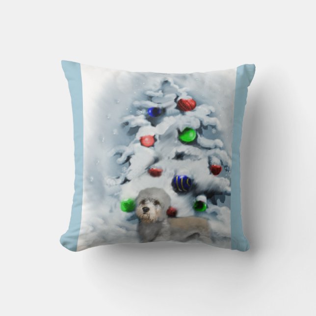 Dandie Dinmont Christmas Kissen (Vorderseite)